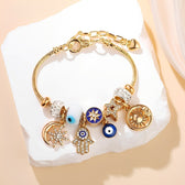 Women's Charm Bracelet with Hamsa Hand Evil Eye and Celestial Charms