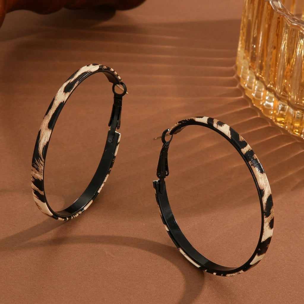 Women's Hoop Earrings with Leopard Design