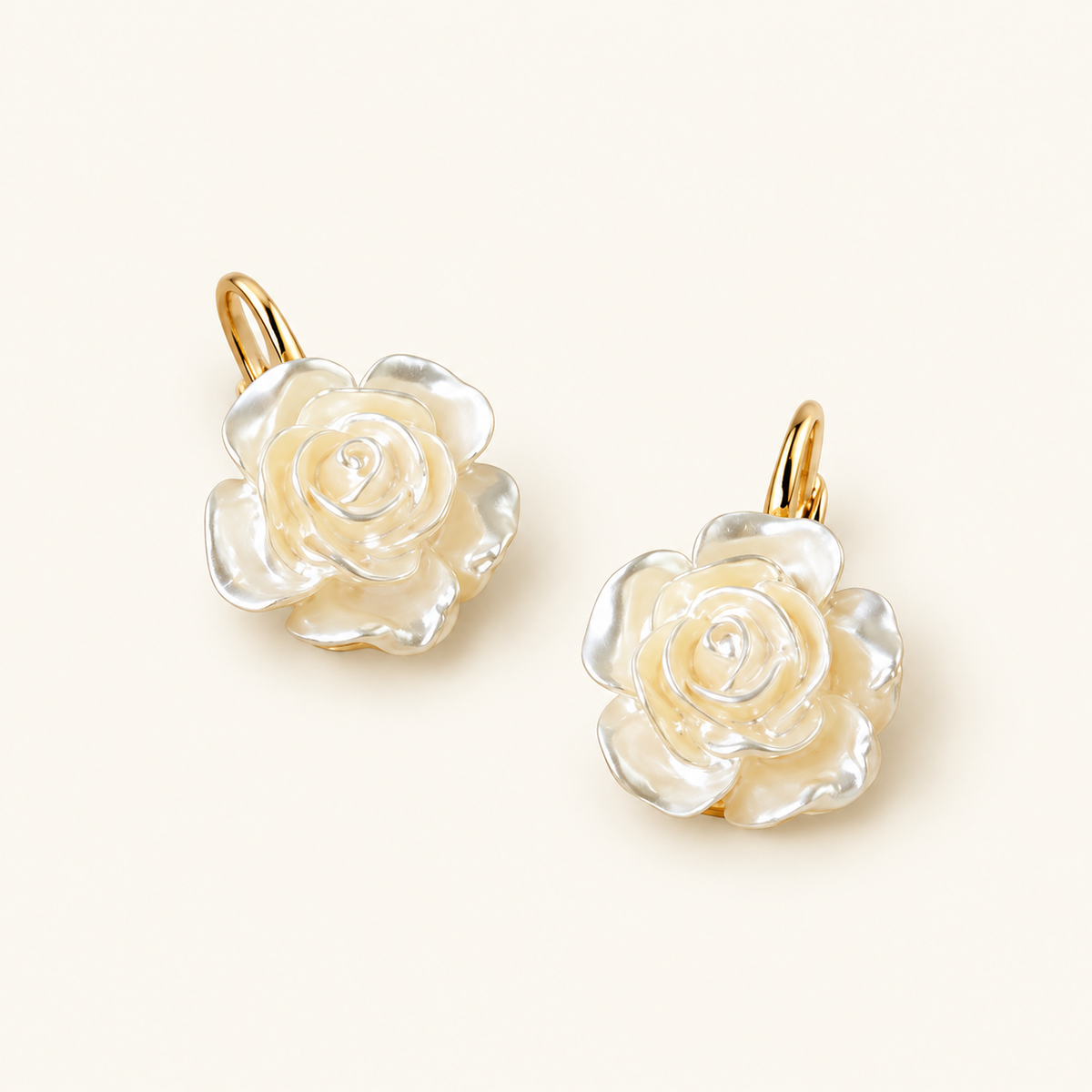Women's Earrings Featuring Rose Pendant - Pair