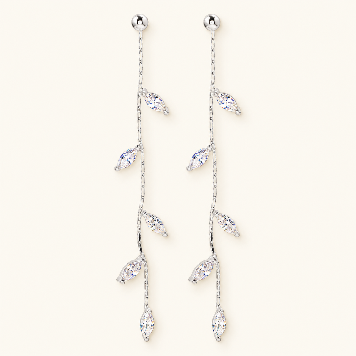 Women Hanging Earrings Featuring Olive Leaf Design - Pair