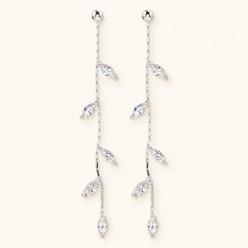 Women Hanging Earrings Featuring Olive Leaf Design - Pair