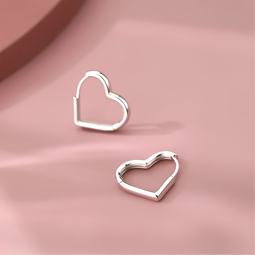Women Heart Hoop Earrings - Pair