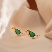 Women's Dino Earrings in Pair Featuring Dinosaur Design and Decorative Stone Details