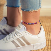 Women's Adjustable Anklet with Braided Cord Design