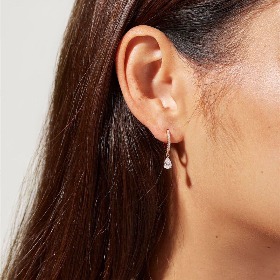 Drop huggie earrings