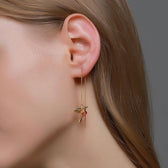 Women's Hummingbird Earrings with Hanging Bird Motif - Pair
