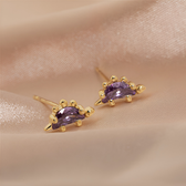 Women's Dino Earrings in Pair Featuring Dinosaur Design and Decorative Stone Details