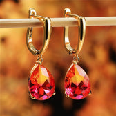 Women's Hanging Earrings with Dual-Colored Stone Setting