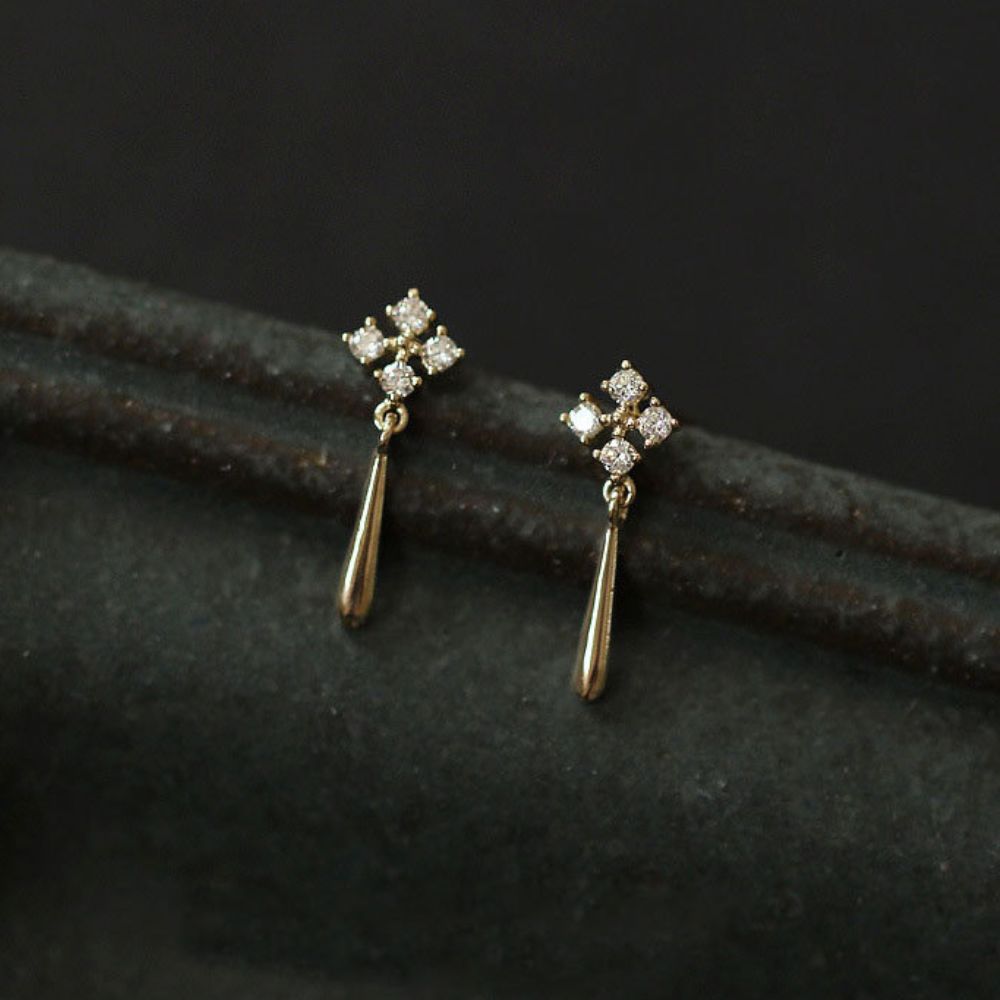 Women’s Cross Stud Earrings with Hanging Bar Design - Pair