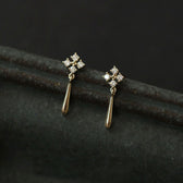 Women’s Cross Stud Earrings with Hanging Bar Design - Pair