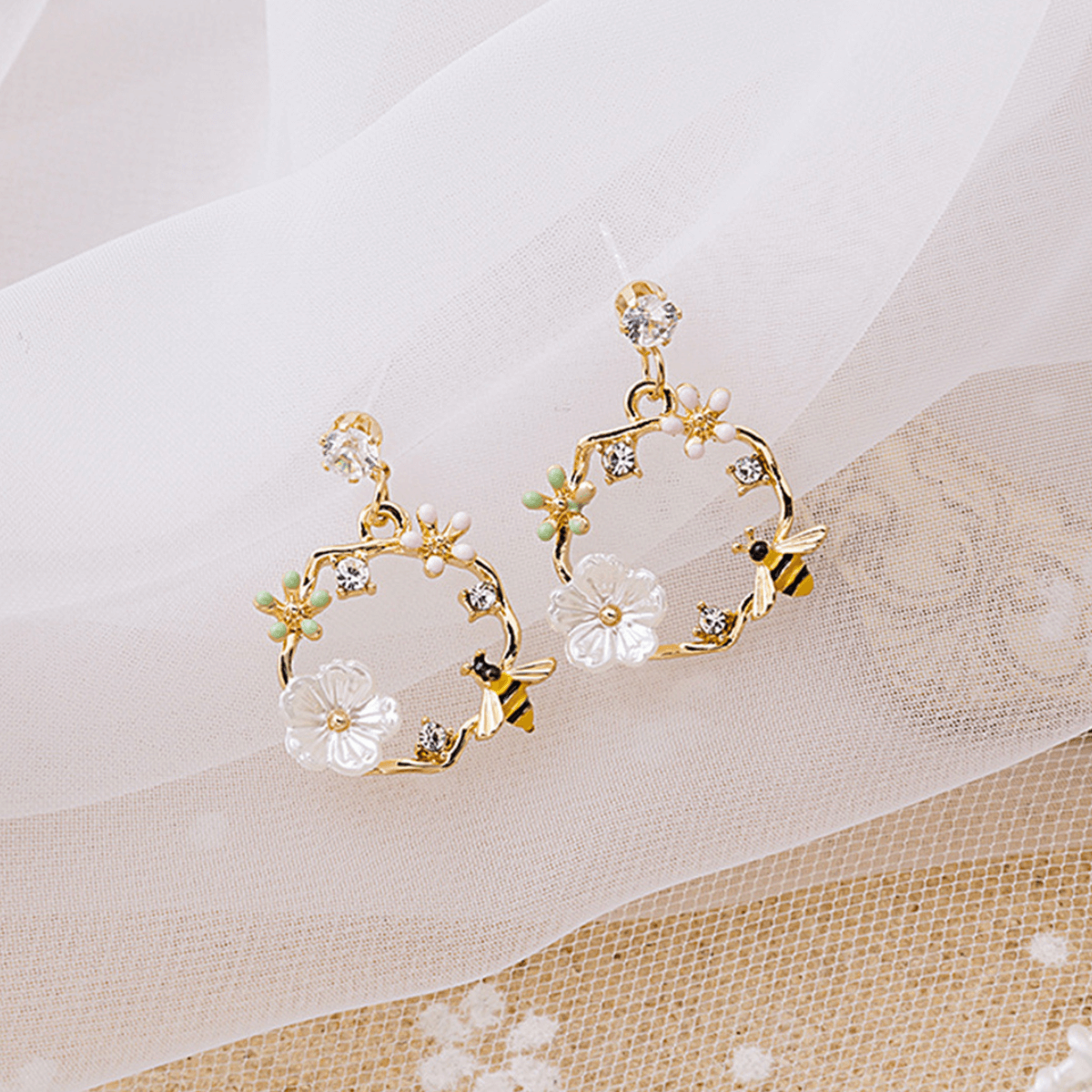 Women Earrings with Flower Crown Design (Pair)