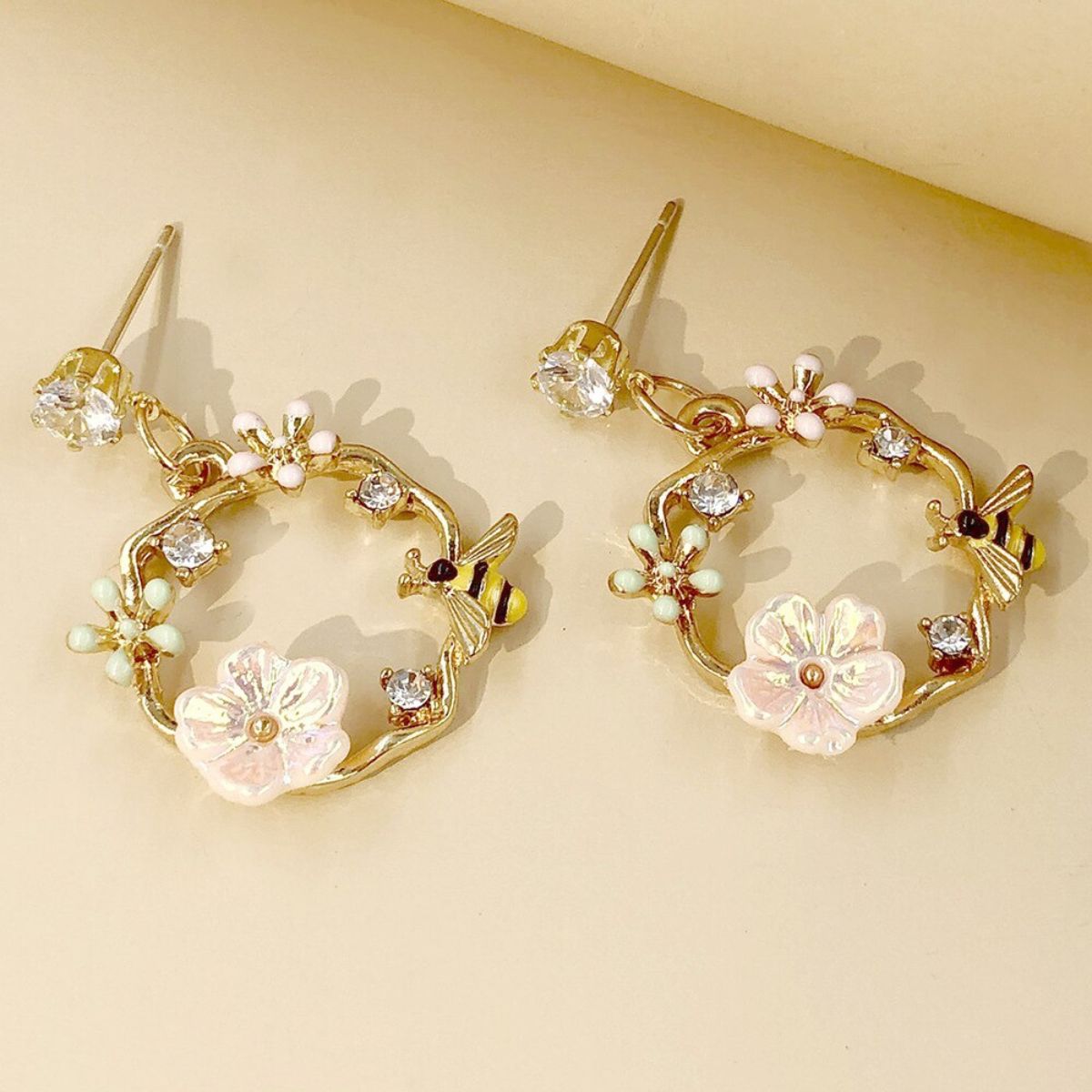 Women Earrings with Flower Crown Design (Pair)