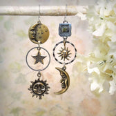 Women Sun and Moon Earrings in Mismatch Design (Pair)
