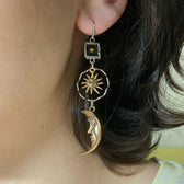 Women Sun and Moon Earrings in Mismatch Design (Pair)
