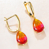 Women's Hanging Earrings with Dual-Colored Stone Setting