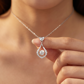 Women's Drop Necklace with Heart Accent and Floating Stone