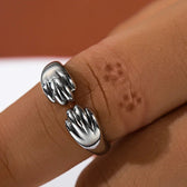 Adjustable Women's Ring with Cat Paw Design