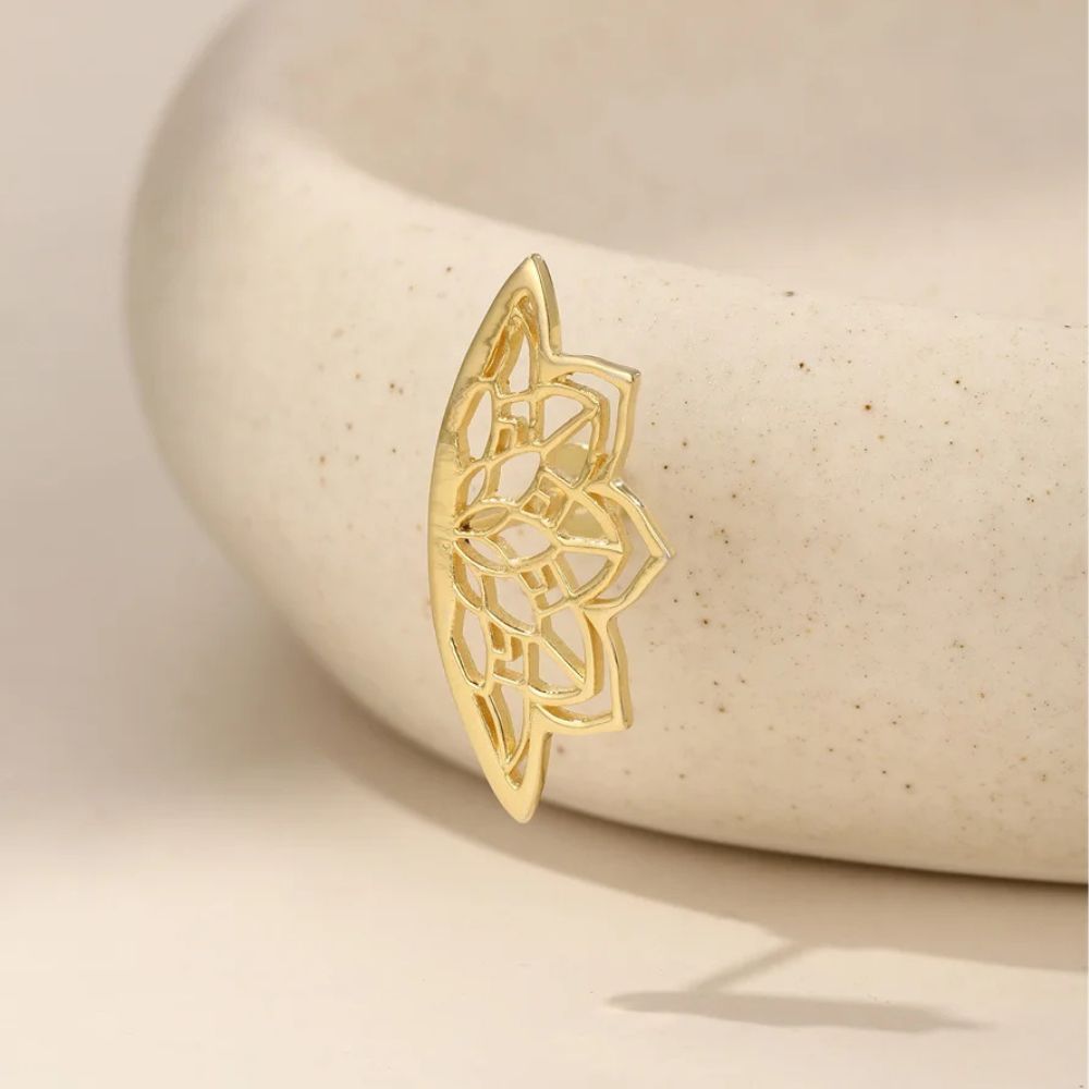 Women’s Helix Earring Featuring Mandala Design