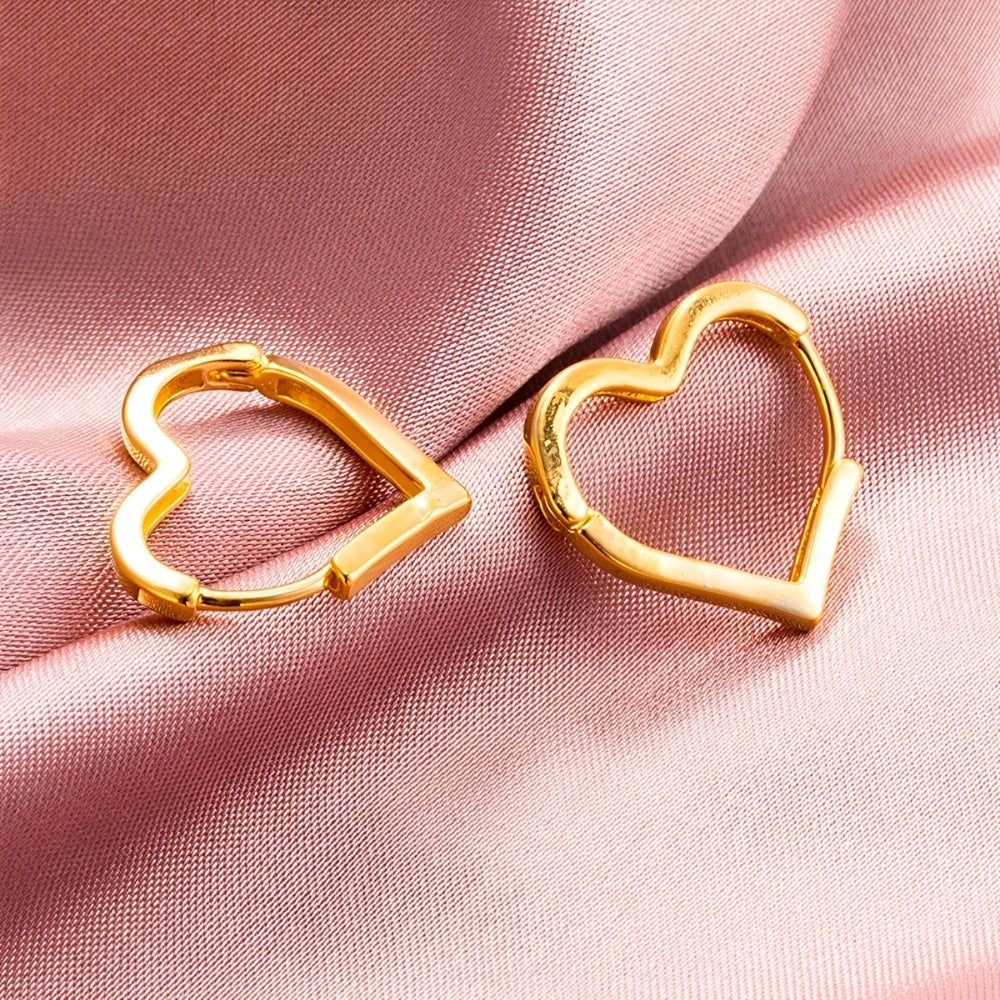 Women Heart Hoop Earrings - Pair