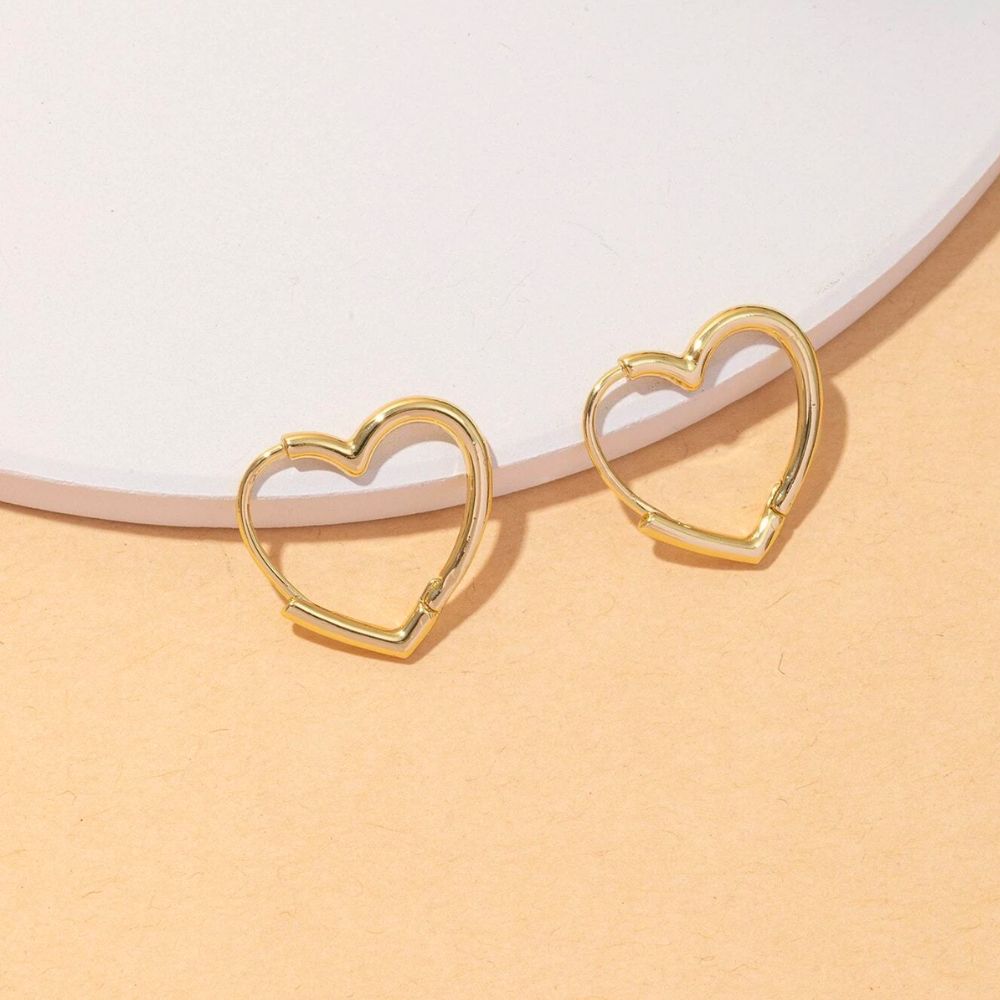 Women Heart Hoop Earrings - Pair
