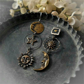 Women Sun and Moon Earrings in Mismatch Design (Pair)
