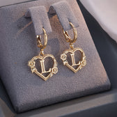 Women's Heart Hoops Featuring Initial and Floral Accents