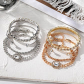 Women's 4-Piece Stackable Bracelet Set with Tennis Cuban Rope Chains and Open Design