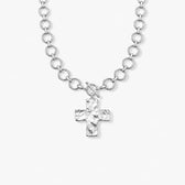Women's Cross Pendant Necklace with Round Link Chain and Toggle Clasp