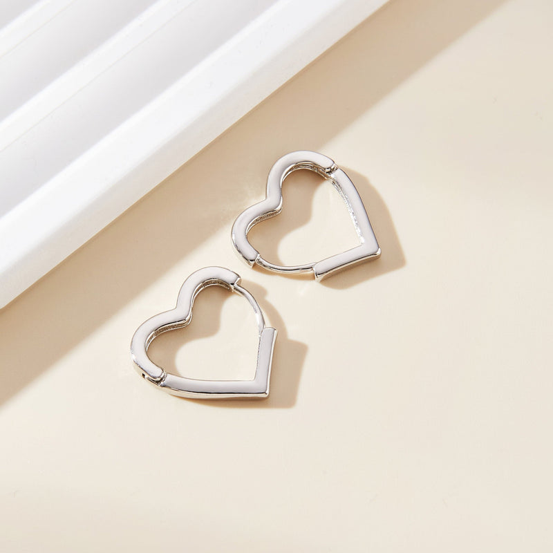 Women Heart Hoop Earrings - Pair