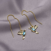 Women's Hummingbird Earrings with Hanging Bird Motif - Pair