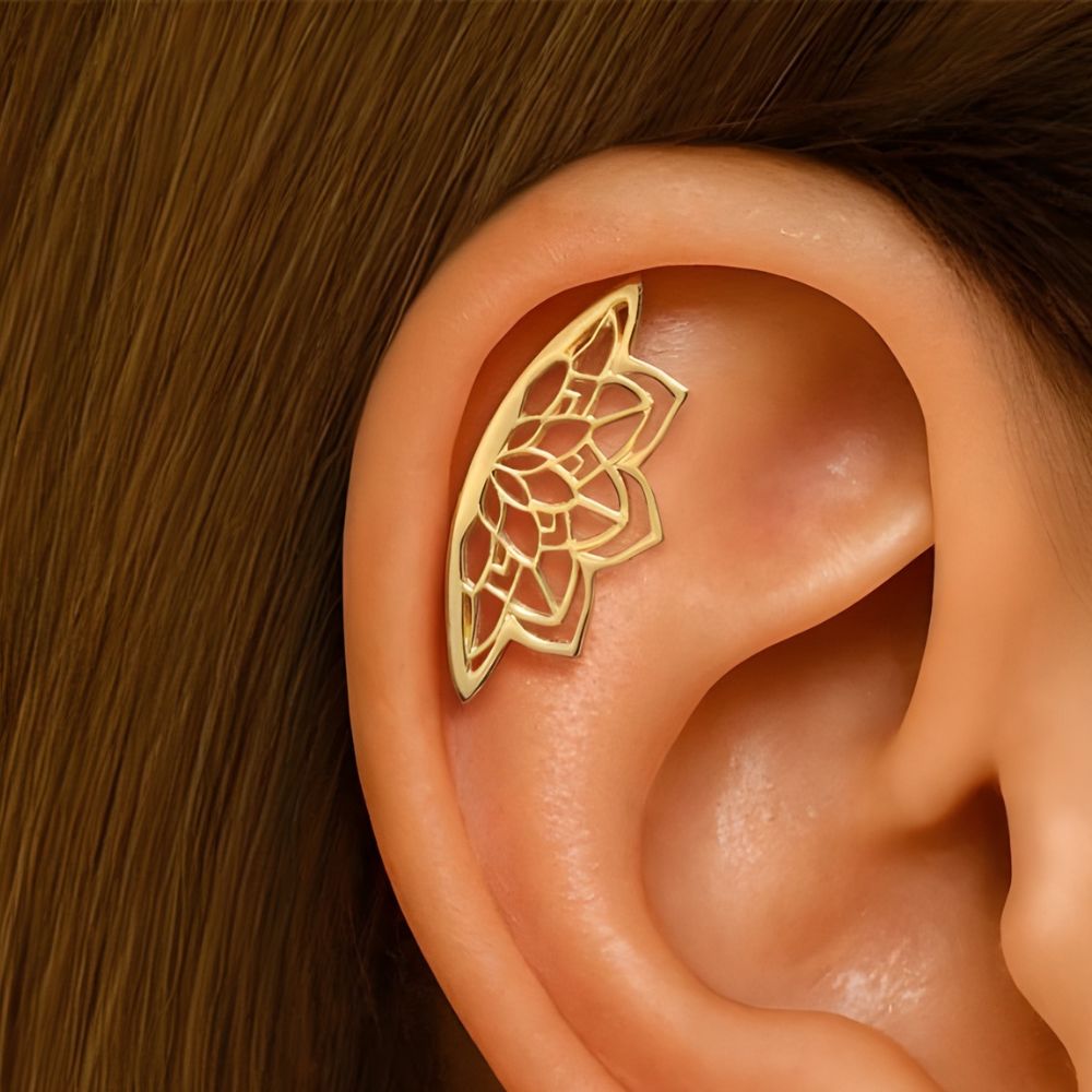 Women’s Helix Earring Featuring Mandala Design