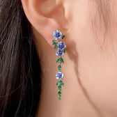 Ladies Chain Earrings with Floral Design - Pair