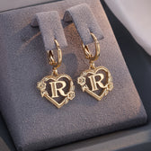 Women's Heart Hoops Featuring Initial and Floral Accents