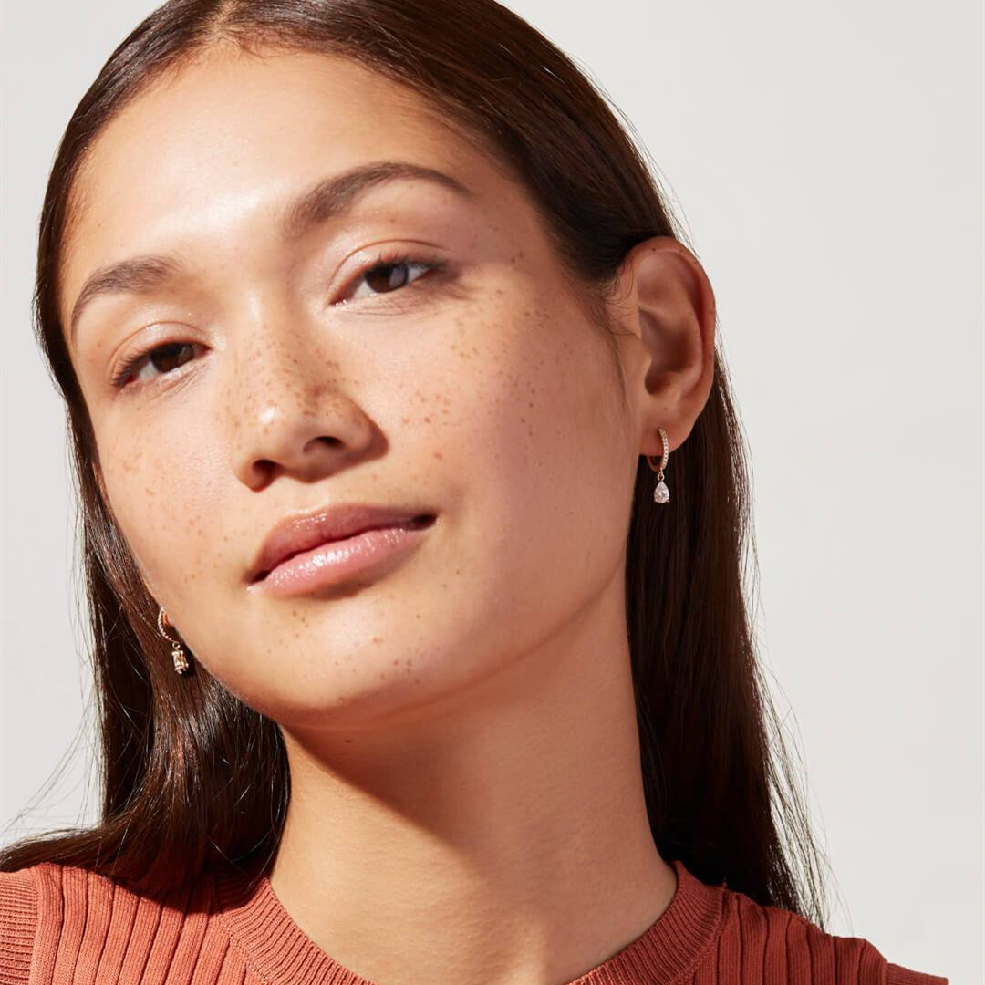 Drop huggie earrings