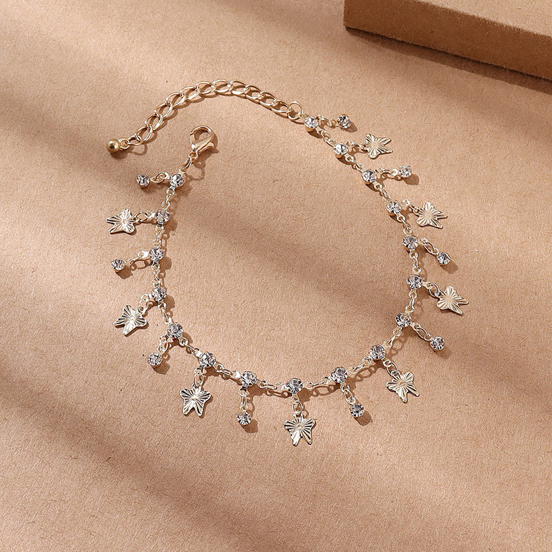 Butterfly anklet with tassels