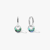Women's Hoop Earrings with Round Pendant and Decorative Inlay
