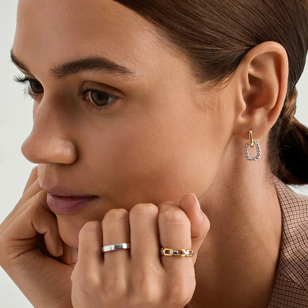 Women's Hoops with Detachable Oval Charm