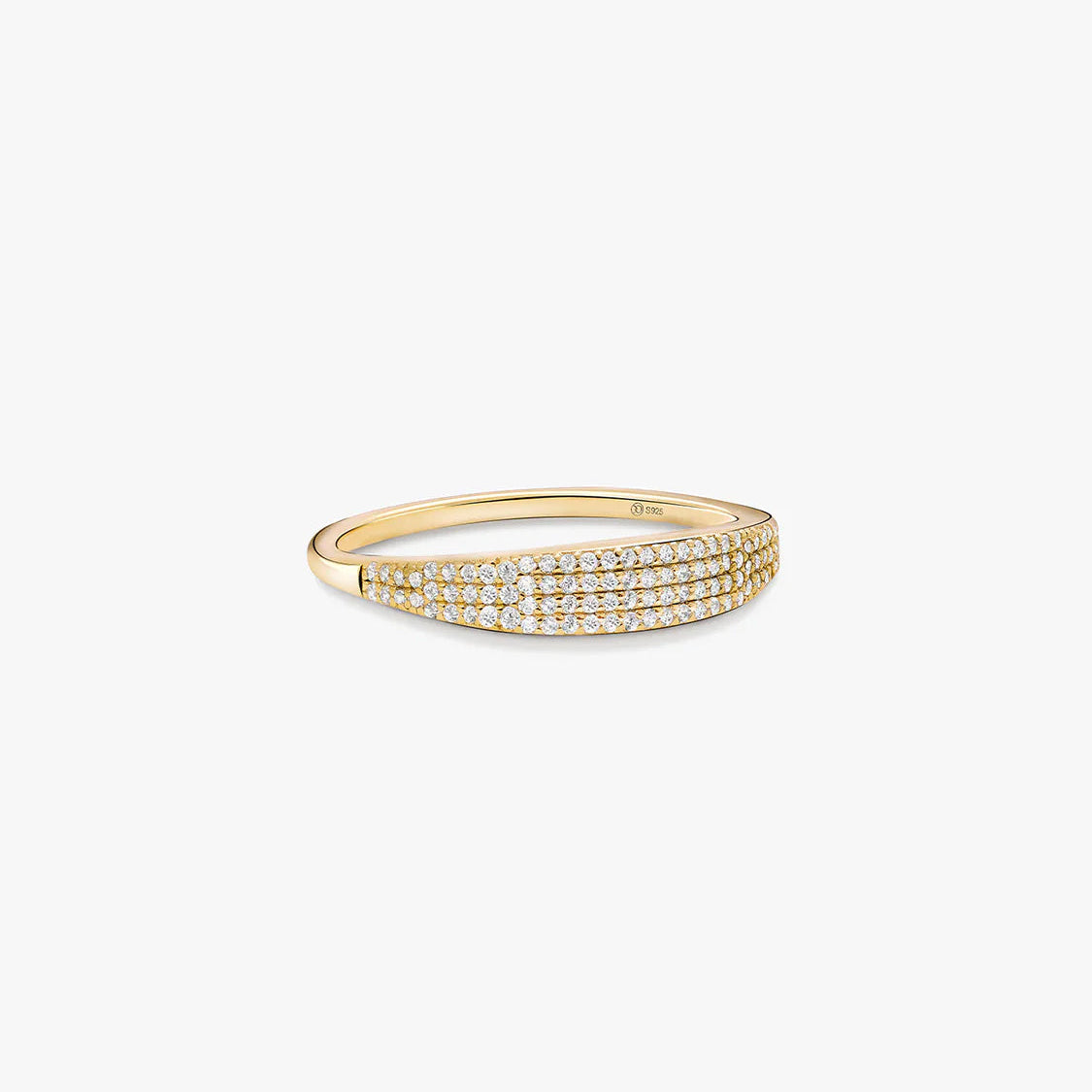 Women's Signet Ring with Pavé Stone Setting and Clear Ring Design