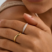 Women's Signet Ring with Pavé Stone Setting and Clear Ring Design