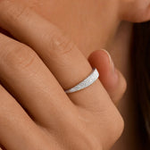 Women's Signet Ring with Pavé Stone Setting and Clear Ring Design