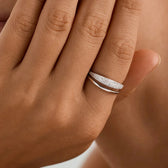 Women's Signet Ring with Pavé Stone Setting and Clear Ring Design
