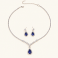Women's 3-piece Necklace and Earrings Set with Drop Design and Stone Accents