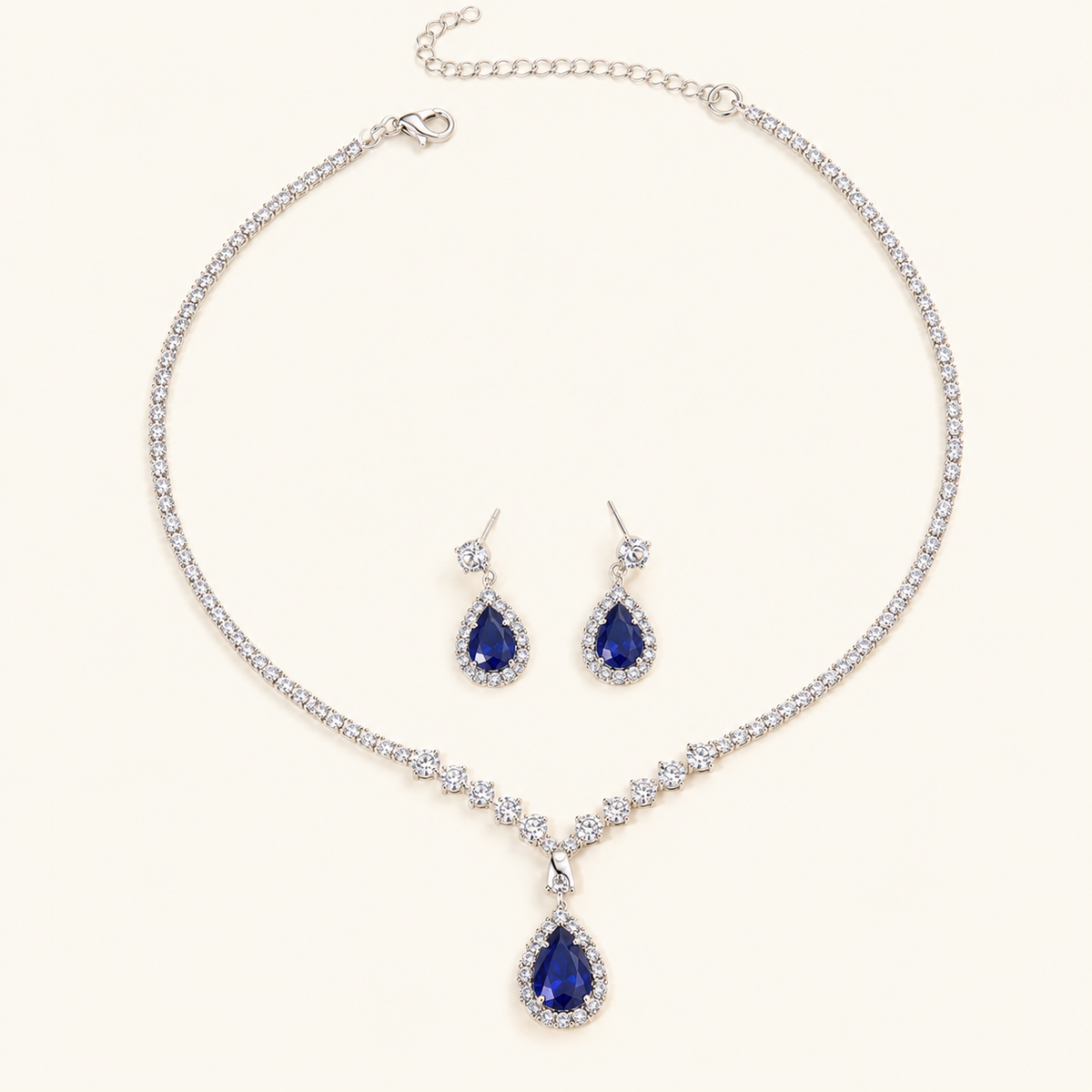 Women's 3-piece Necklace and Earrings Set with Drop Design and Stone Accents