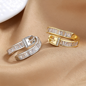 Women's Adjustable Wrap Ring with Buckle Closure Design and Stone Accents