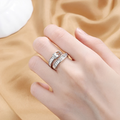 Women's Adjustable Wrap Ring with Buckle Closure Design and Stone Accents