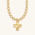 Women's Cross Pendant Necklace with Round Link Chain and Toggle Clasp