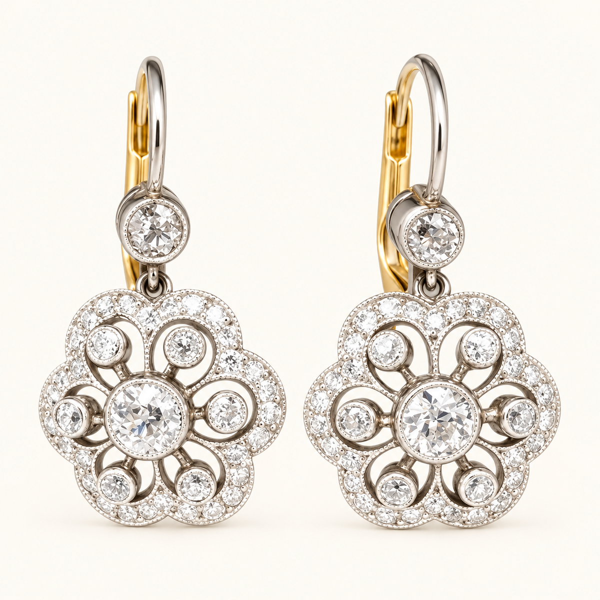 Women's Mandala Earrings in Vintage Style with Ornamental Stone Highlights