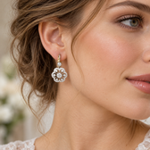 Women's Mandala Earrings in Vintage Style with Ornamental Stone Highlights