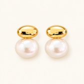 Women's Ear Studs Featuring Oval Pearl Detail and Two-Part Design