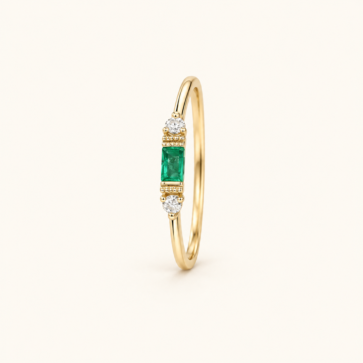 Women's Ring with Baguette Detail and Side Stone Accents